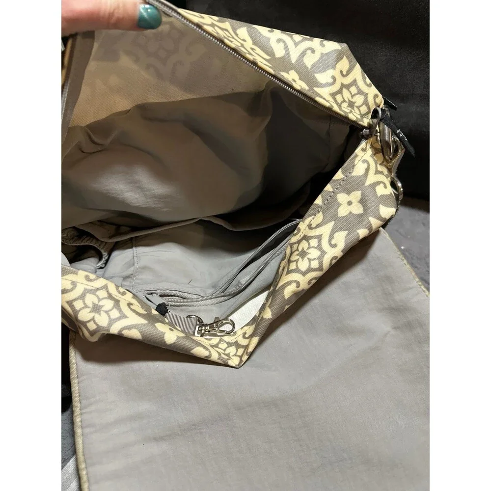 Petunia Pickle Bottom diaper bag gray and ivory backpack style